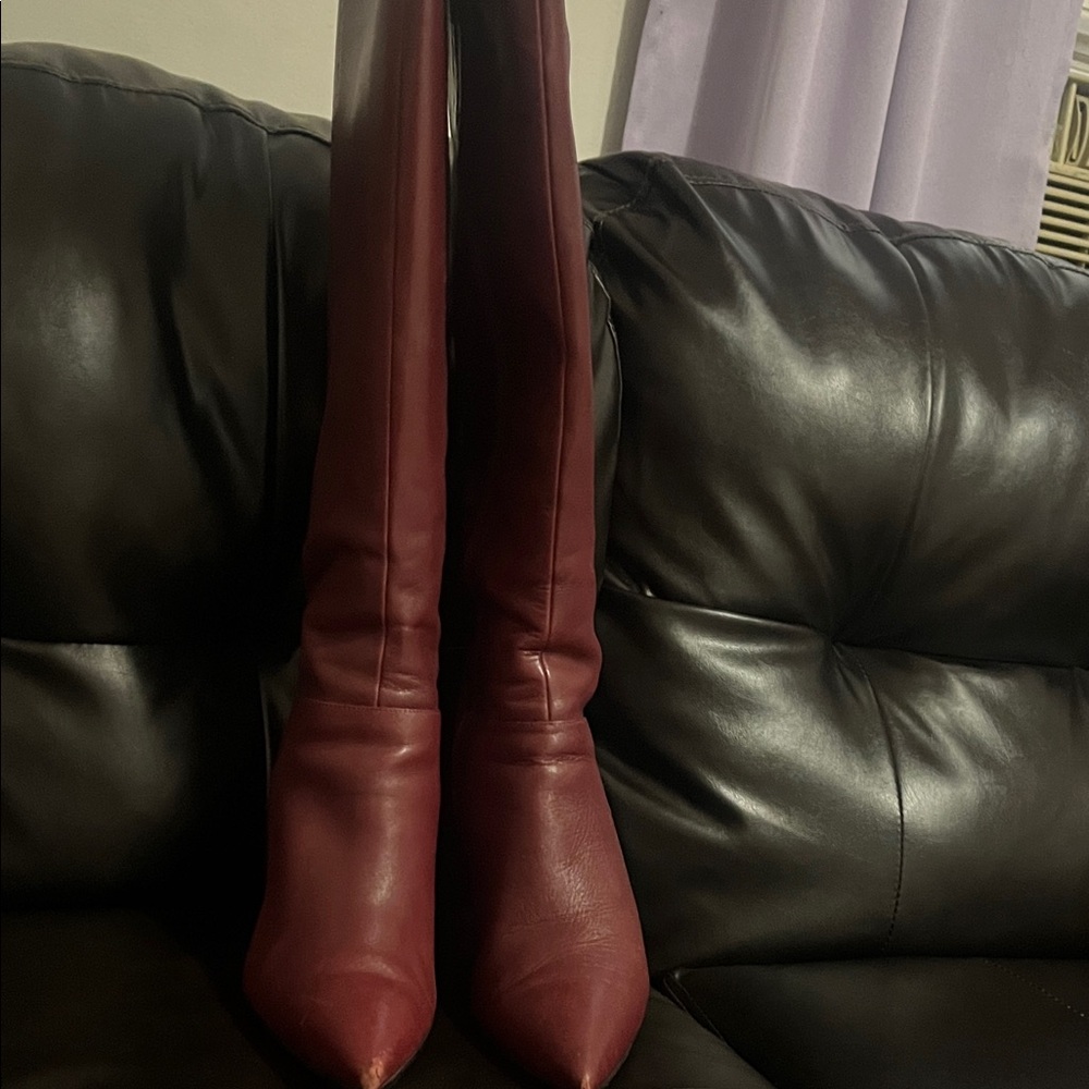 Nine West Burgundy wedge boots 12 GUC